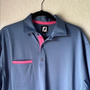 FootJoy Blue Polo Shirt with Pink Accents